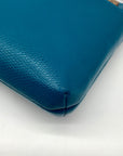 Coach Teal Crossgrain Leather Pop Pouch