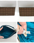 Coach Teal Crossgrain Leather Pop Pouch