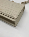 Oroton Ivory Embossed Leather Forte Micro Crossbody Clutch
