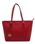 Michael Kors Red Saffiano Leather Jet Set Tote Bag