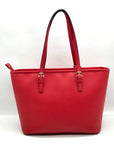 Michael Kors Red Saffiano Leather Jet Set Tote Bag