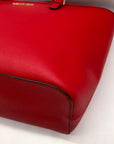 Michael Kors Red Saffiano Leather Jet Set Tote Bag