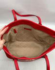 Michael Kors Red Saffiano Leather Jet Set Tote Bag