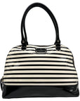 Kate Spade Black And White Patent Leather Rachelle Wellesley Striped Satchel