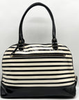 Kate Spade Black And White Patent Leather Rachelle Wellesley Striped Satchel