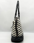 Kate Spade Black And White Patent Leather Rachelle Wellesley Striped Satchel