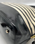 Kate Spade Black And White Patent Leather Rachelle Wellesley Striped Satchel