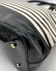 Kate Spade Black And White Patent Leather Rachelle Wellesley Striped Satchel