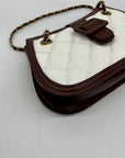 MMS Brand White/Brown Faux Leather Quilted Chain Shoulder Bag