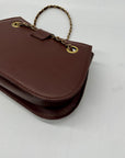 MMS Brand White/Brown Faux Leather Quilted Chain Shoulder Bag