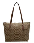 Coach Brown Coated Canvas Zip Top Tote Bag 4455