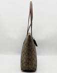 Coach Brown Coated Canvas Zip Top Tote Bag 4455