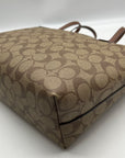 Coach Brown Coated Canvas Zip Top Tote Bag 4455