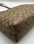 Coach Brown Coated Canvas Zip Top Tote Bag 4455