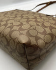 Coach Brown Coated Canvas Zip Top Tote Bag 4455