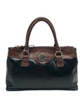 Giani Bernini Black And Brown Faux Leather Satchel Handbag