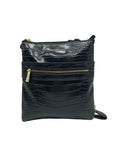 Giani Bernini Black Croc Dasher Crossbody Bag