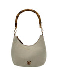 Giani Bernini Cream Linen Bamboo Handle Hobo Bag
