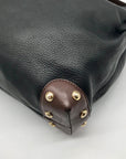 Michael Kors Black & Brown Pebbled Leather Joplin Shoulder Hobo Bag
