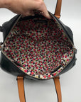 Vera Bradley Black Leather Gallatin Satchel Bag