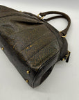Brahmin Brown And Orange Pebbled Leather Satchel