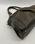 Brahmin Brown And Orange Pebbled Leather Satchel