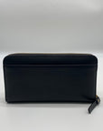 Kate Spade Black Leather Braided Ribbon Long Zip Around Wallet
