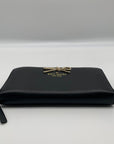 Kate Spade Black Leather Braided Ribbon Long Zip Around Wallet