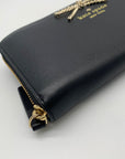 Kate Spade Black Leather Braided Ribbon Long Zip Around Wallet