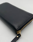 Kate Spade Black Leather Braided Ribbon Long Zip Around Wallet