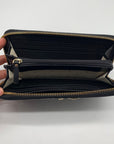 Kate Spade Black Leather Braided Ribbon Long Zip Around Wallet