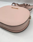 Michael Kors Pink Saffiano Leather Jet Set Travel Oval Crossbody Bag