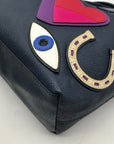 Tory Burch Navy Leather Kerrington I Love You Crossbody Tote