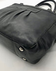 Coach Black Leather Gallery Pleated Tote Bag F13759