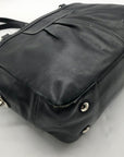 Coach Black Leather Gallery Pleated Tote Bag F13759
