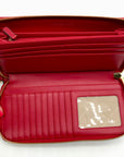 Michael Kors Red Pebbled Leather Jet Set Continental Wristlet