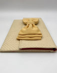 Leslie Dasch Beige Cabana Clutch Straw Bag