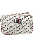 Brighton Red & White Canvas Love Scroll Crossbody Bag