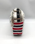 Brighton Red & White Canvas Love Scroll Crossbody Bag
