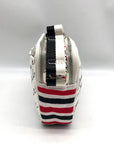 Brighton Red & White Canvas Love Scroll Crossbody Bag