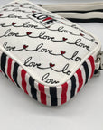 Brighton Red & White Canvas Love Scroll Crossbody Bag