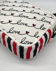 Brighton Red & White Canvas Love Scroll Crossbody Bag