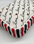 Brighton Red & White Canvas Love Scroll Crossbody Bag