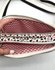 Brighton Red & White Canvas Love Scroll Crossbody Bag