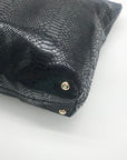 Michael Kors Black Snake Embossed Leather Shoulder Bag