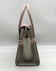 Michael Kors Carmen Vanilla/Powder Blush Signature Canvas Medium Belted Satchel