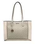Michael Kors Vanilla & Cream Coated Canvas Sallie East West Large Tote Bag