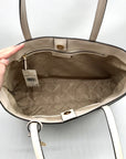 Michael Kors Vanilla & Cream Coated Canvas Sallie East West Large Tote Bag