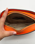 Michael Kors Orange Saffiano Leather Jet Set Poppy Travel Crossbody Bag
