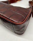 Dooney & Bourke Brown Croc Embossed Baguette Shoulder Bag